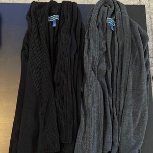 Two Karen Scott Long Open Fri t cardigan sweaters size large